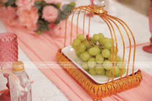 Trang trí gia tiên tone hồng cam
