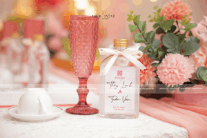 Trang trí gia tiên tone hồng cam
